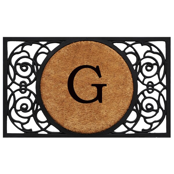 Calloway Mills Monogram Door Mat, Natural, Black, 22 in W x 36 in L 180032236G - main